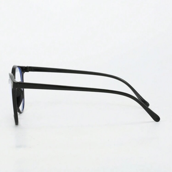 1pc Ladies' Black Oval Plastic Fashion Non-Prescription Anti-Bluelight Eyeglasse - Picture 3 of 4